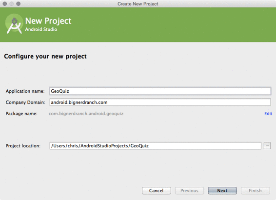Creating a new application